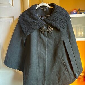 Via Spiga Black Cape with Textured Collar